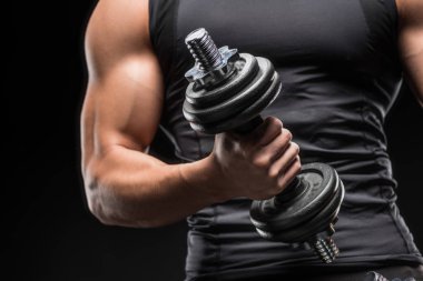 muscular man with dumbbell clipart