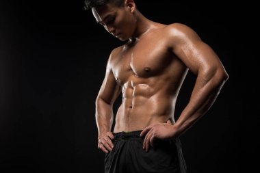 shirtless muscular asian man clipart