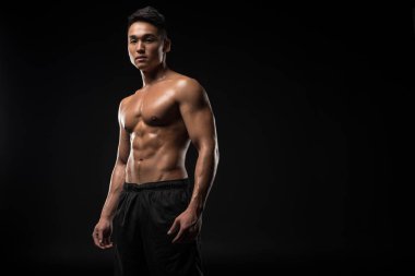 shirtless muscular asian man clipart