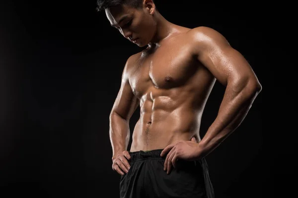 Shirtless muscular asian man — Stock Photo, Image