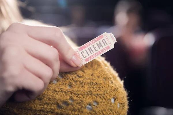 Cropped View Woman Holding Cinema Ticket — Stock Photo, Image