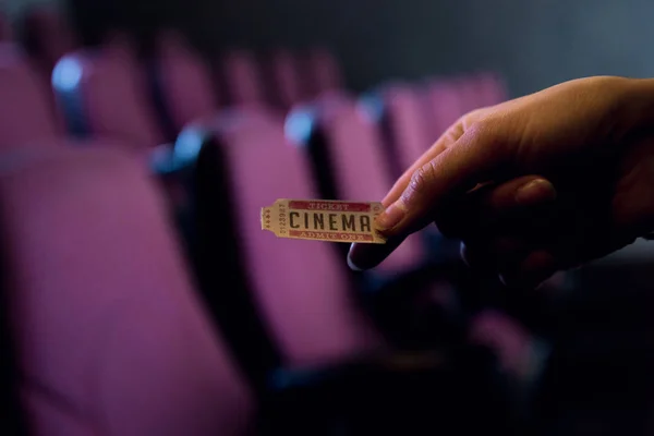 Cropped View Person Holding Cinema Ticket Hand — Stock Photo, Image