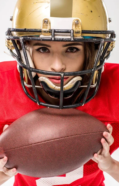 Feminino jogador de futebol americano — Fotografia de Stock