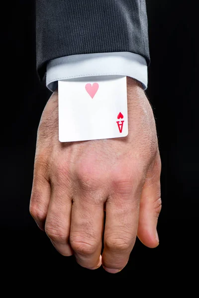 Ace of hearts in sleeve — Stock Photo