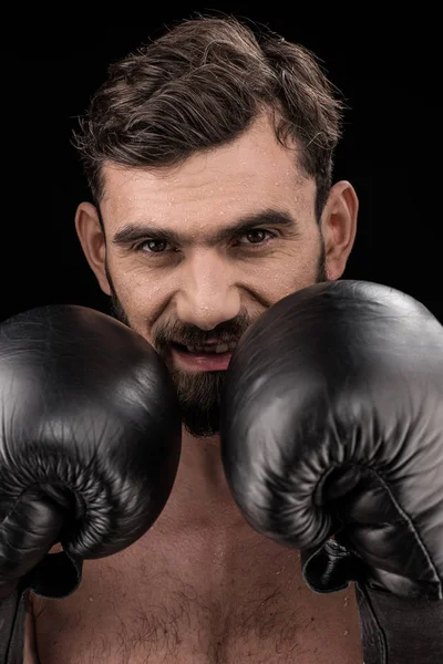 Deportista en guantes de boxeo - foto de stock