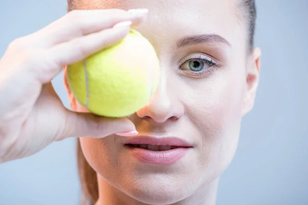 Female tennis player with ball — Stock Photo