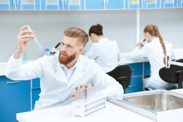 Cientista que trabalha em laboratório — Fotografia de Stock