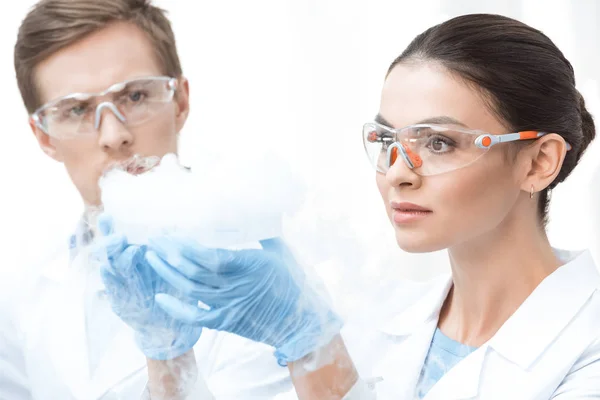 Scientists making experiment — Stock Photo