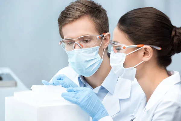 Scientists making experiment — Stock Photo