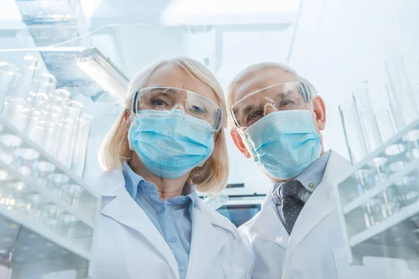 Senior couple of scientists — Stock Photo