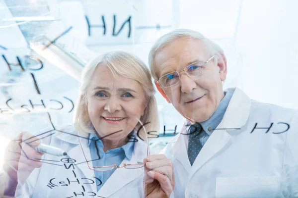 Senior couple of scientists — Stock Photo