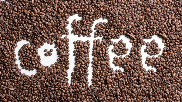 Wort Kaffee aus Kaffeebohnen — Stockfoto