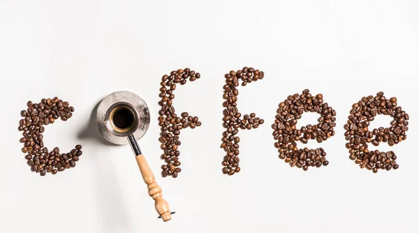 Parola Caffè da chicchi di caffè — Foto stock