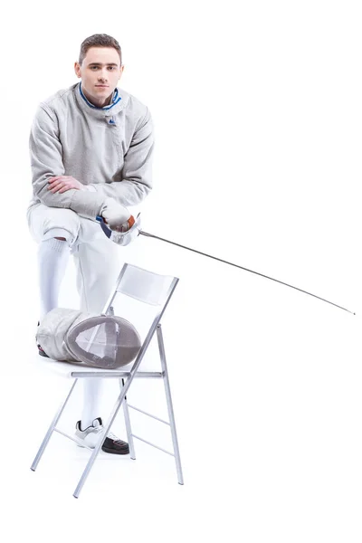 Young man professional fencer — Stock Photo