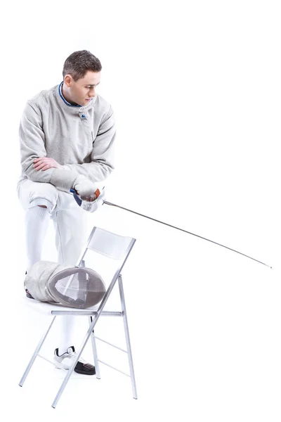 Young man professional fencer — Stock Photo