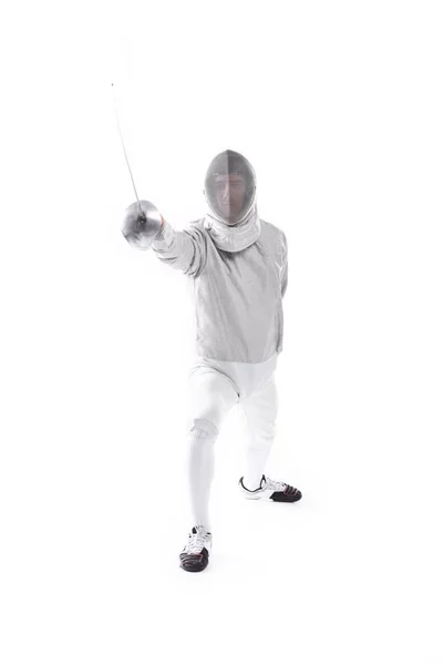 Fencer holding rapier — Stock Photo