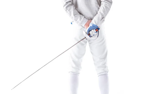 Fencer holding rapier — Stock Photo