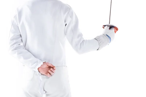 Fencer holding rapier — Stock Photo