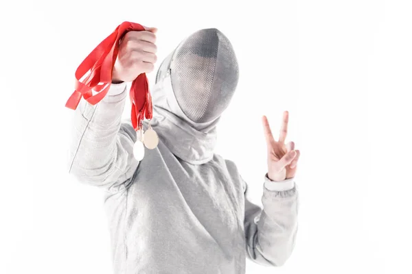 Professional fencer with medal — Stock Photo