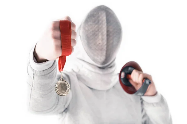 Professional fencer with medal — Stock Photo
