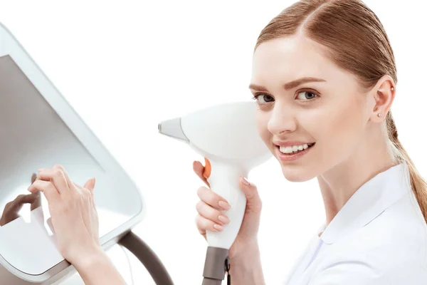 Woman laser hair removal apparatus. — Stock Photo