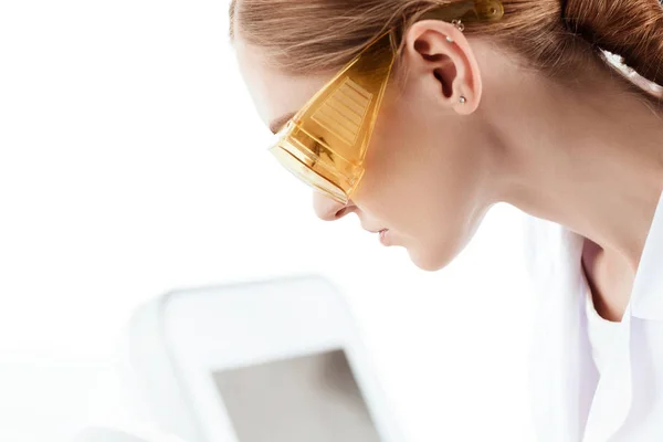 Woman laser hair removal apparatus. — Stock Photo