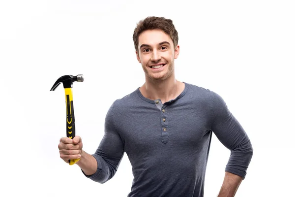 Man holding hammer — Stock Photo