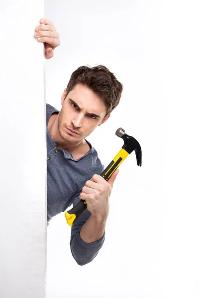 Man holding hammer — Stock Photo