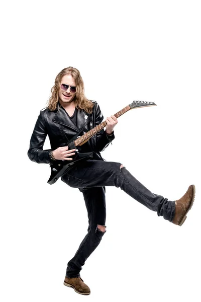 Rocker with electric guitar — Stock Photo