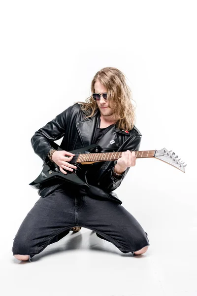 Rocker with electric guitar — Stock Photo