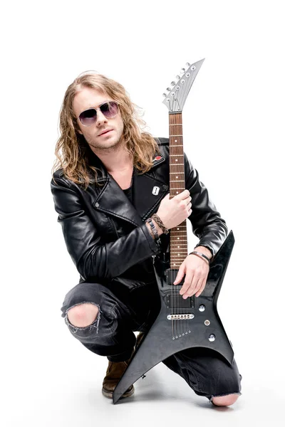 Rocker with electric guitar — Stock Photo