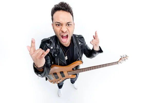 Rocker with electric guitar — Stock Photo
