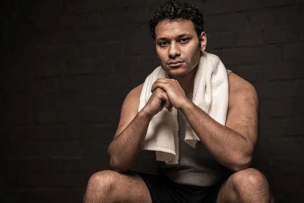 Man resting at locker room — Stock Photo