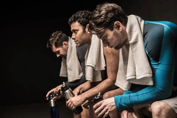 Athletes at locker room — Stock Photo