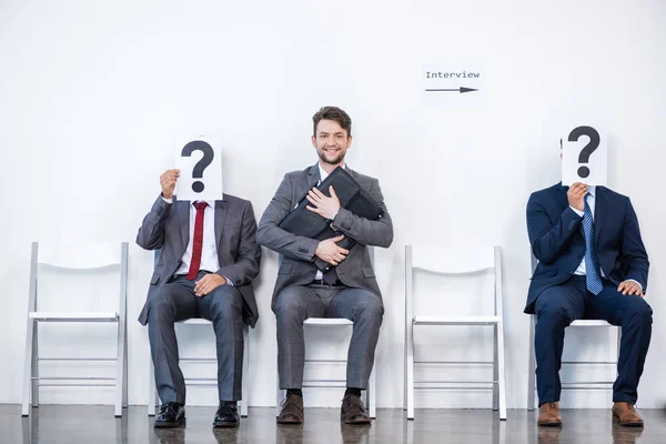 Businessmen waiting for interview — Stock Photo