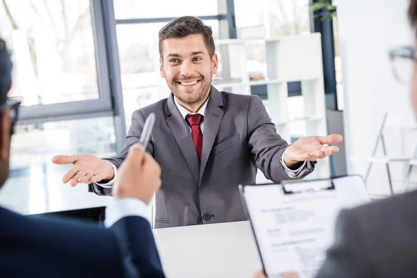Businessmen at job interview — Stock Photo