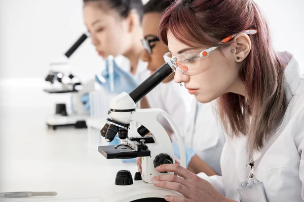 Cientistas que trabalham em laboratório — Fotografia de Stock