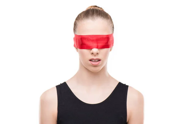 Woman with eyes covered — Stock Photo