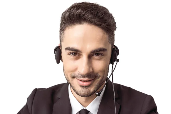 Call center operator in headset — Stock Photo