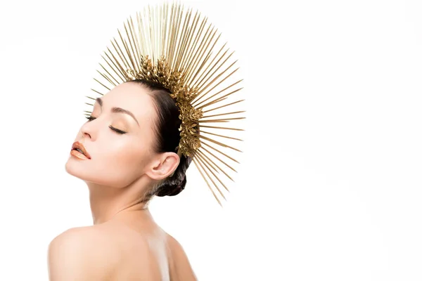 Glamorous woman in golden headpiece — Stock Photo