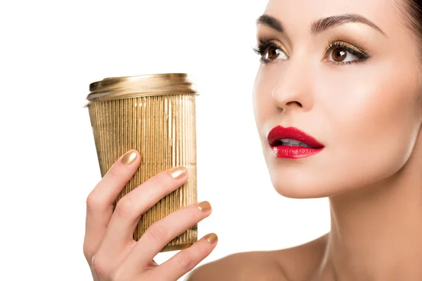 Girl with golden cup — Stock Photo