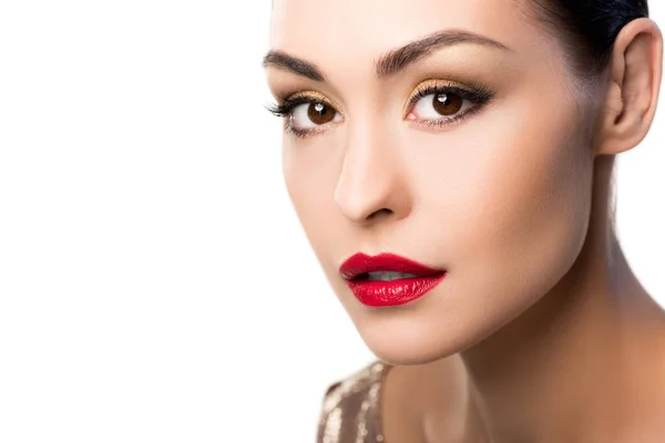 Mujer con maquillaje brillante - foto de stock