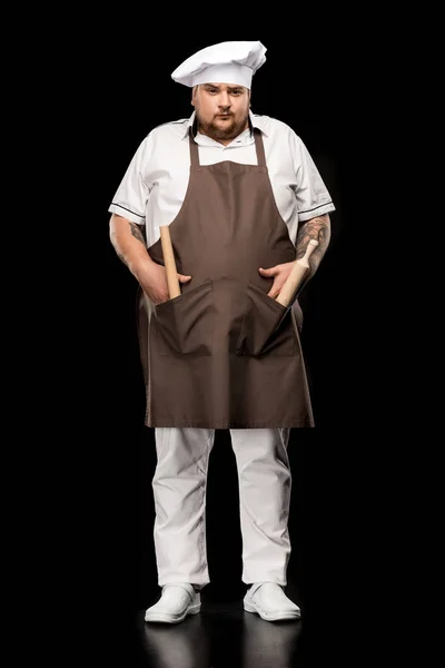 Chef professionnel avec rouleau à pâtisserie — Photo de stock
