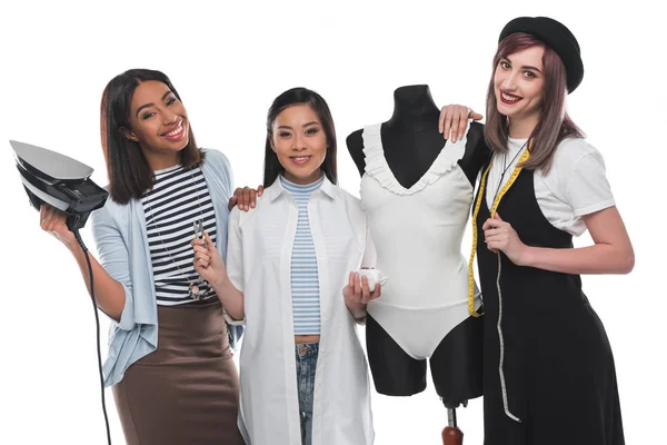 Young fashion designers with dummy — Stock Photo