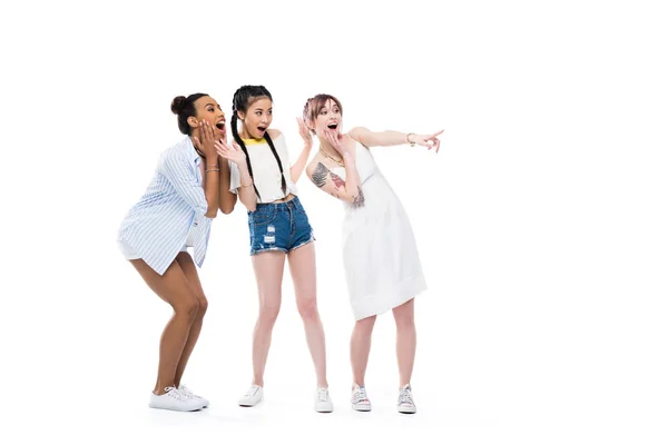 Shocked multiethnic girls — Stock Photo