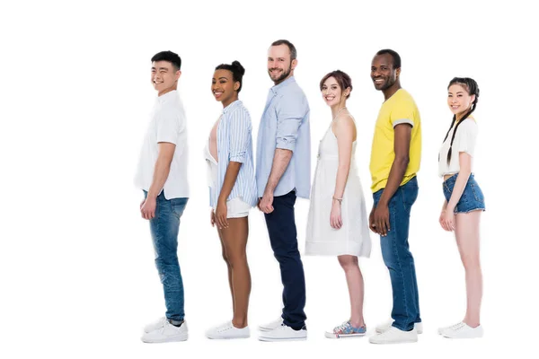 Multiethnic people standing in row — Stock Photo