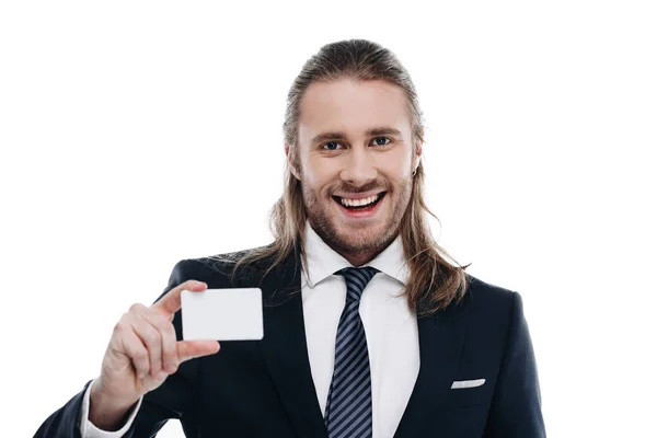 Бизнесмен с визиткой — стоковое фото