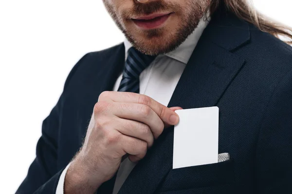 Businessman with business card — Stock Photo
