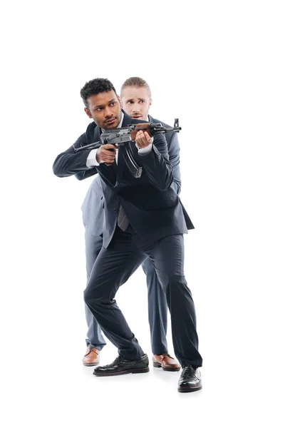 Bodyguard and frightened client — Stock Photo