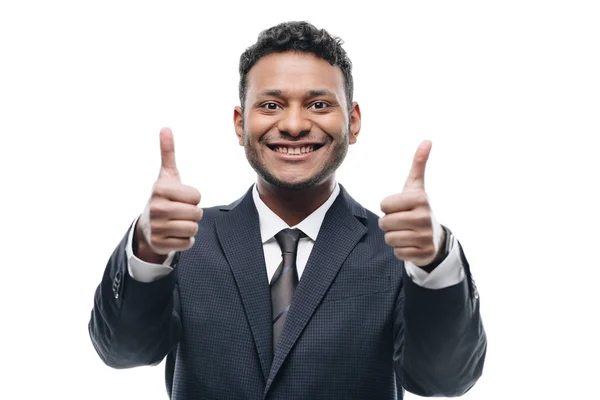 Businessman showing thumbs up — Stock Photo